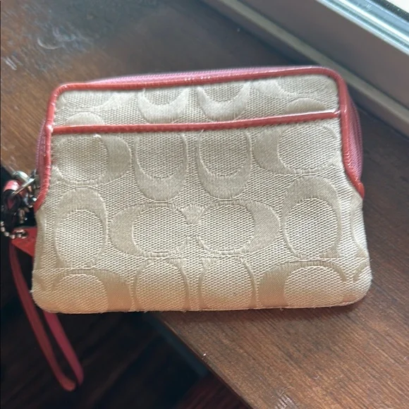 Coach Pink accent Leather Floral Clutch - Picture 3 of 4